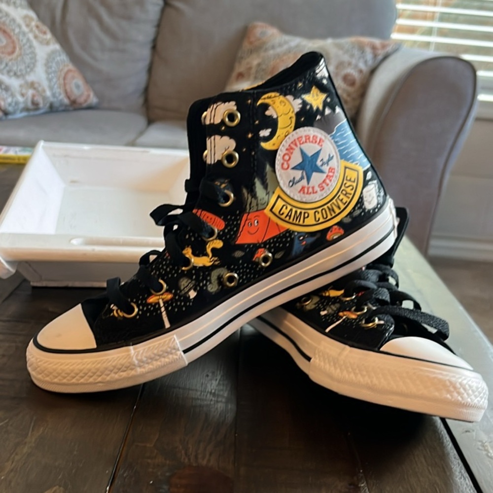 Converse Kids High-Tops - Black with Multicolor Patches